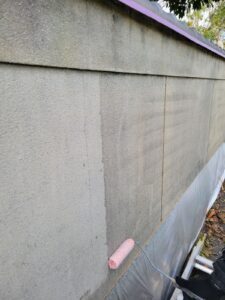 外塀下塗り作業